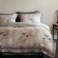 Bedding set made of soft satin with floral watercolor print