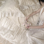 Vintage-inspired Ruffled Bedding Set with Fine Embroidery and Ruffle