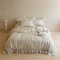 Vintage-inspired Ruffled Bedding Set with Fine Embroidery and Ruffle