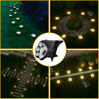 Paw Print Solar Garden Pathway Stake Lights With Integrated Panel And Ground Spike Mount Bowlift