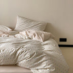 Breathable cotton percale bedding set with pastel dot pattern