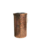 Solar Projection Lantern With Sunflower Floral Metal Cylinder And Hanging Handle Bowlift