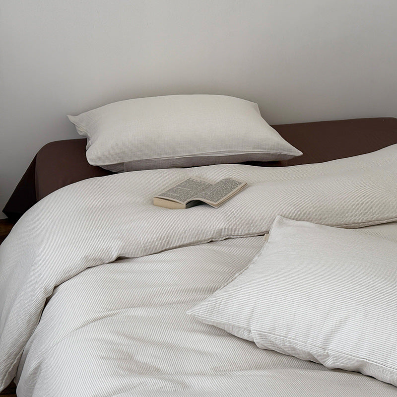 Breathable duvet cover and pillow set made of cotton-linen with fine texture
