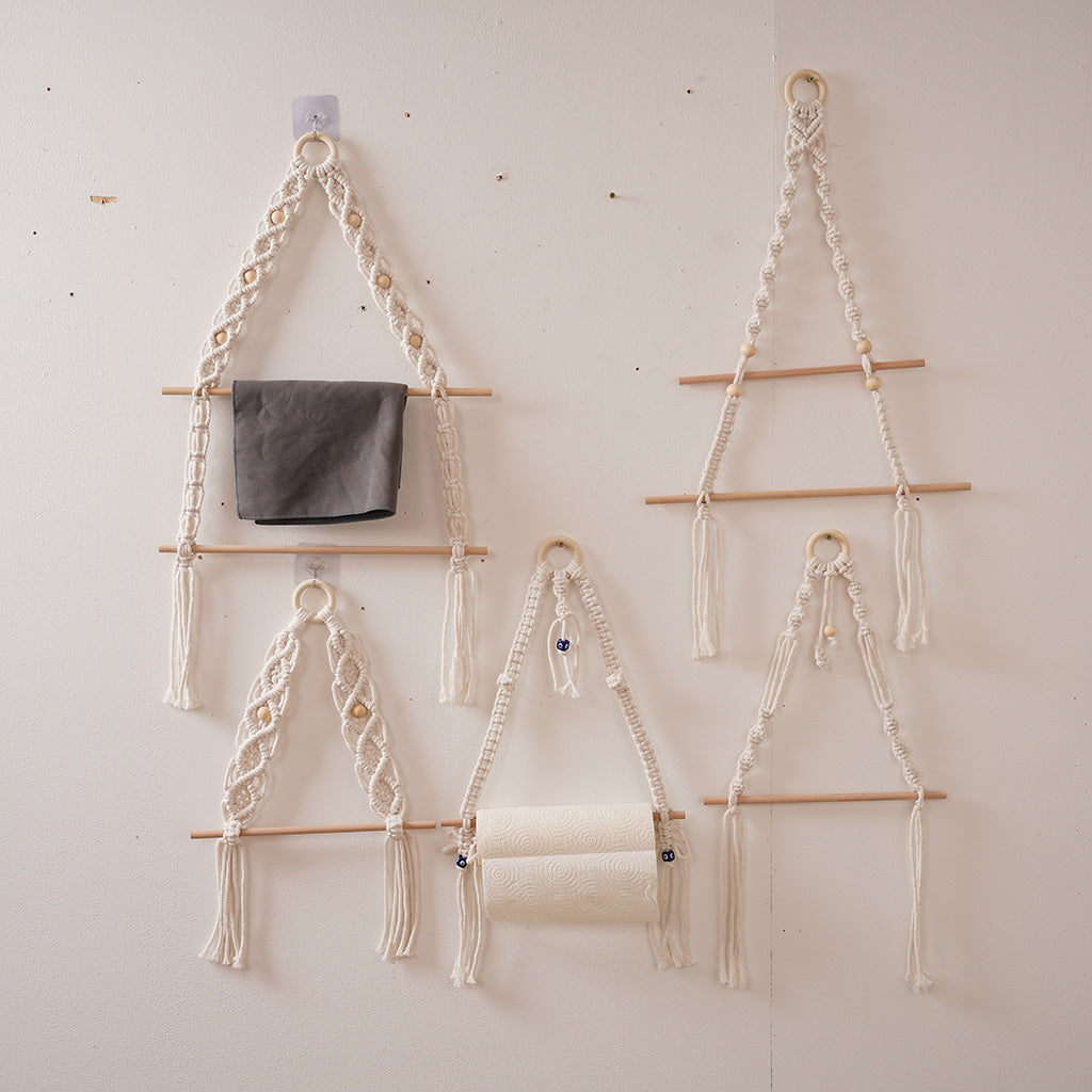 Macrame Hanging Plant Holder with Wooden Rod Bowlift