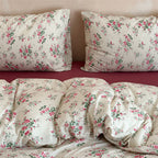 Bedding set in vintage rose pattern made of fine cotton percale