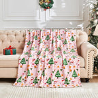 Siopsrl| Flannel Christmas Blanket Soft Pink Christmas Blanket