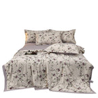 Floral Cotton Sateen Duvet Cover Set With Piped Border And Matching Pillow Shams