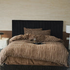 Reversible microfibre fleece bedding set with subtle stripe structure and extra soft cuddle surface