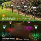 Solar LED Projecting Pathway Stake Lights With Color-Changing Crystal Lens And Dusk-To-Dawn Sensor Bowlift