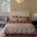 High-quality bedding set made of cotton-lyocell mix with reversible function and fine piping seam