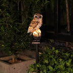 Solar-Powered Owl Garden Stake Light With Realistic Resin Perched Sculpture And Automatic Dusk-To-Dawn LED Bowlift