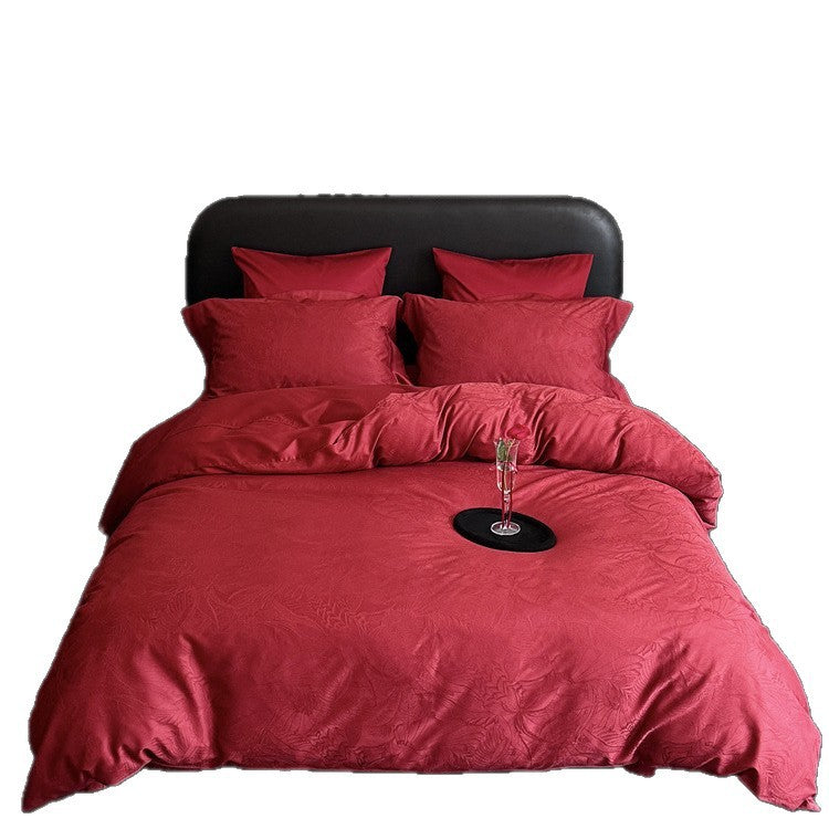 Jacquard bedding set made of cotton satin with subtle floral relief and hotel closure Bowlift