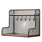 Wall-Mounted Double-Shelf Organizer with Hooks Bowlift