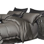 Luxurious satin cotton bedding set with fine piping