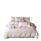 Luxurious satin bedding set with ruffles and floral jacquard Bowlift