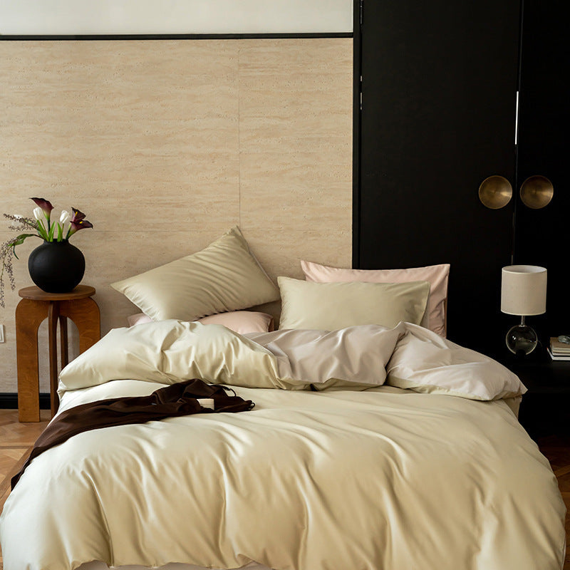Reversible satin bedding set with silky touch and extra soft finish