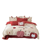 Children's bedding set with apple cat appliqués and quilted decorative pillowcase Bowlift
