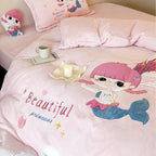 Children's bedding set with cute cheese appliqués made of soft cotton flannel