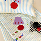 Bedding set with striped cotton satin and cherry print Bowlift