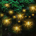 Solar-Powered Starburst Hanging LED Garden Lights With Waterproof Firework-Shaped Clusters And Automatic Dusk-To-Dawn Sensor Bowlift