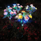 Realistic Artificial Peony Bouquet Solar Garden Stake With Dusk-To-Dawn LED And Adjustable Stem Bowlift