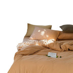 Minimalistic duvet cover set made of skin-friendly cotton blend with soft fiber filling