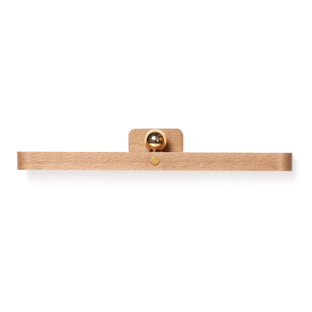 Minimalist Floating Wall Lamp with Brass Ball Accent in Solid Beech Wood Bowlift