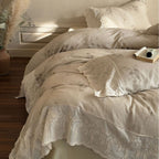 Light cotton-linen duvet cover set with lace ruffle and fine flower embroidery Bowlift