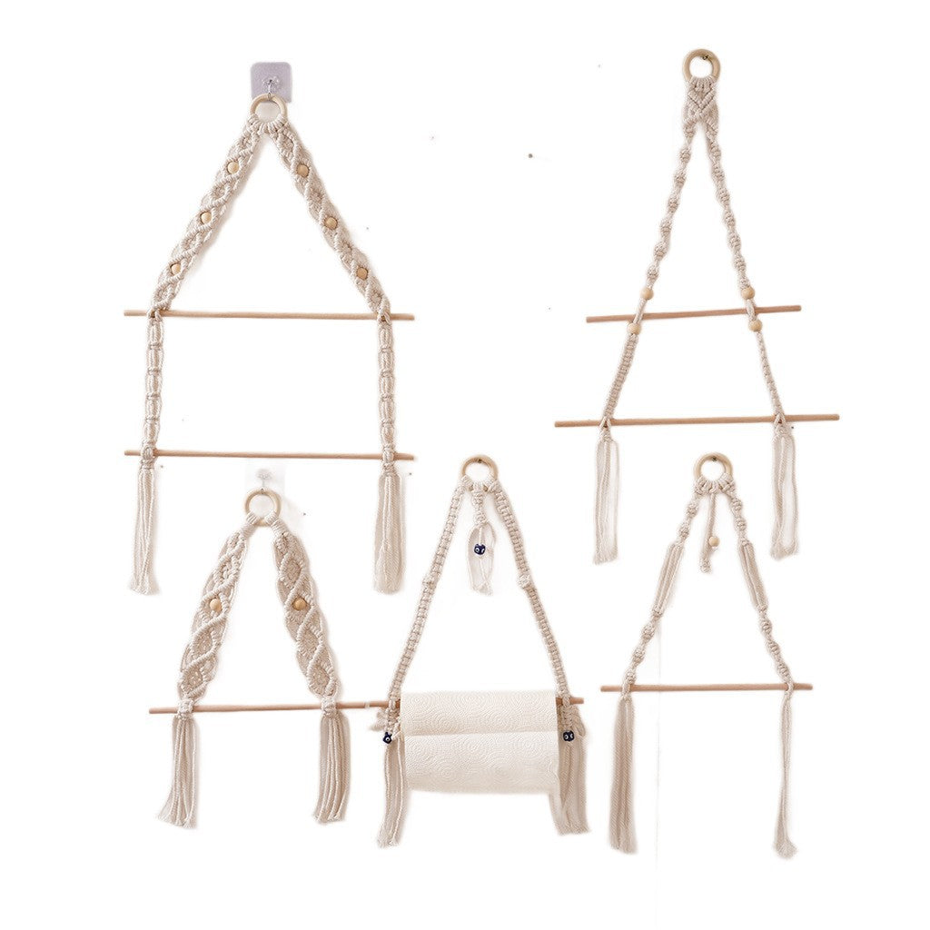 Macrame Hanging Plant Holder with Wooden Rod Bowlift