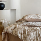 Luxurious cotton bedding set with abstract floral print and reversible function