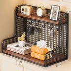 Wall-Mounted Double-Shelf Organizer with Hooks Bowlift