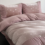 Luxurious bedding set with silk matte finish and butterfly jacquard