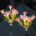 Solar LED Lily Garden Stake Light With Integrated Fairy String And Lifelike Silk Petals Bowlift