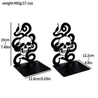 Artistic Skull and Snake Decorative Bookends