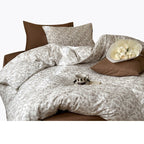 Bedding set made of densely woven cotton percale with fine floral microprint
