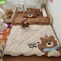 Children's bedding set with cute bear appliqué and soft microfiber