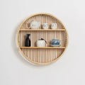 Round Wall Shelf Made of Natural Rattan Bowlift
