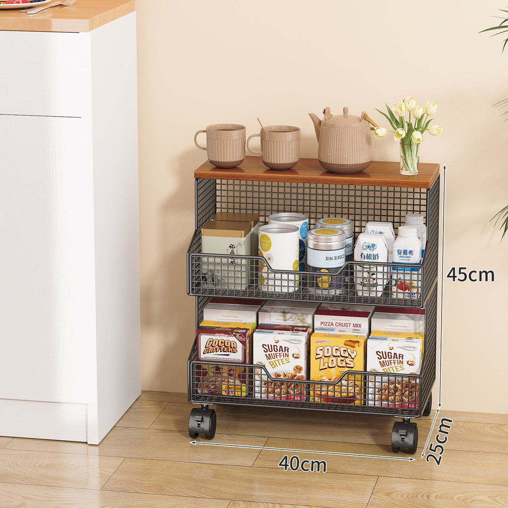 Multi-Tiered Rolling Kitchen Storage Rack Bowlift