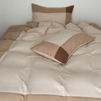 Duvet cover and pillowcase set made of cotton satin with quilted patchwork look and extra soft touch