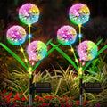 Dandelion-Inspired Solar Garden Stake Lights With Integrated Solar Panel And Dual Floral Globes Bowlift