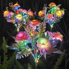Realistic Artificial Peony Bouquet Solar Garden Stake With Dusk-To-Dawn LED And Adjustable Stem Bowlift