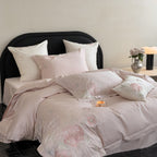 Luxurious satin bedding set with floral embroidery and silk-soft finish Bowlift