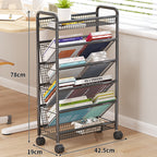 Rolling Metal Book Storage Rack Bowlift