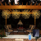 Solar-Powered Starburst Hanging LED Garden Lights With Waterproof Firework-Shaped Clusters And Automatic Dusk-To-Dawn Sensor Bowlift