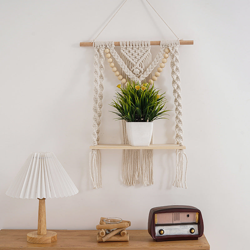 Macramé Wall Shelf with Decorative Beads Bowlift