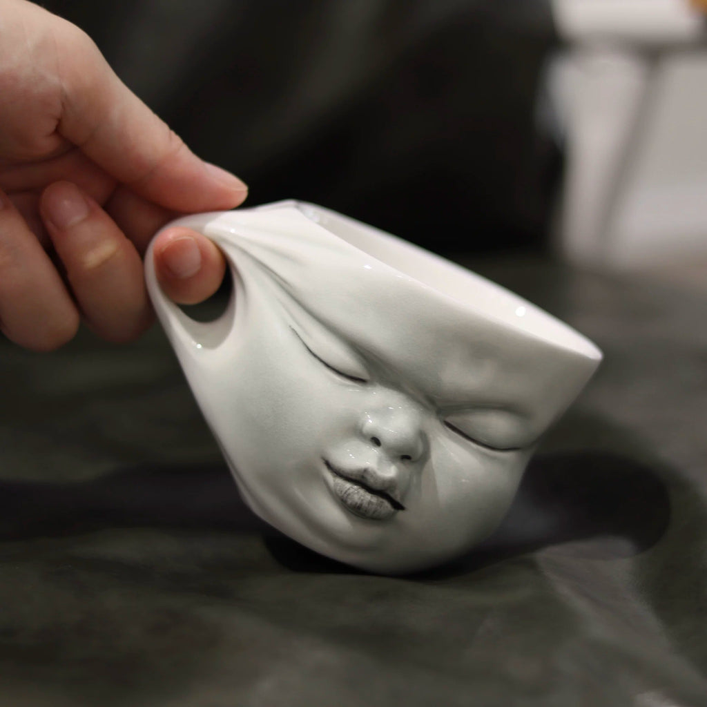 Sweet Blush Sculpted Face Ceramic Coffee Mug