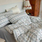 Quilted cotton bedding set with fine embroidery