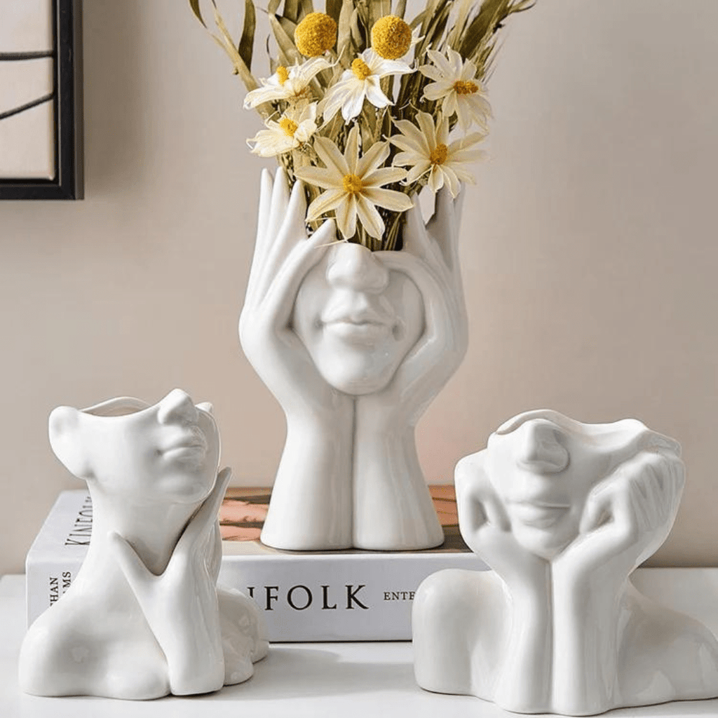 "Unique and Modern Ceramic Vase, Decorative Flower Vase for Living Room and Office"