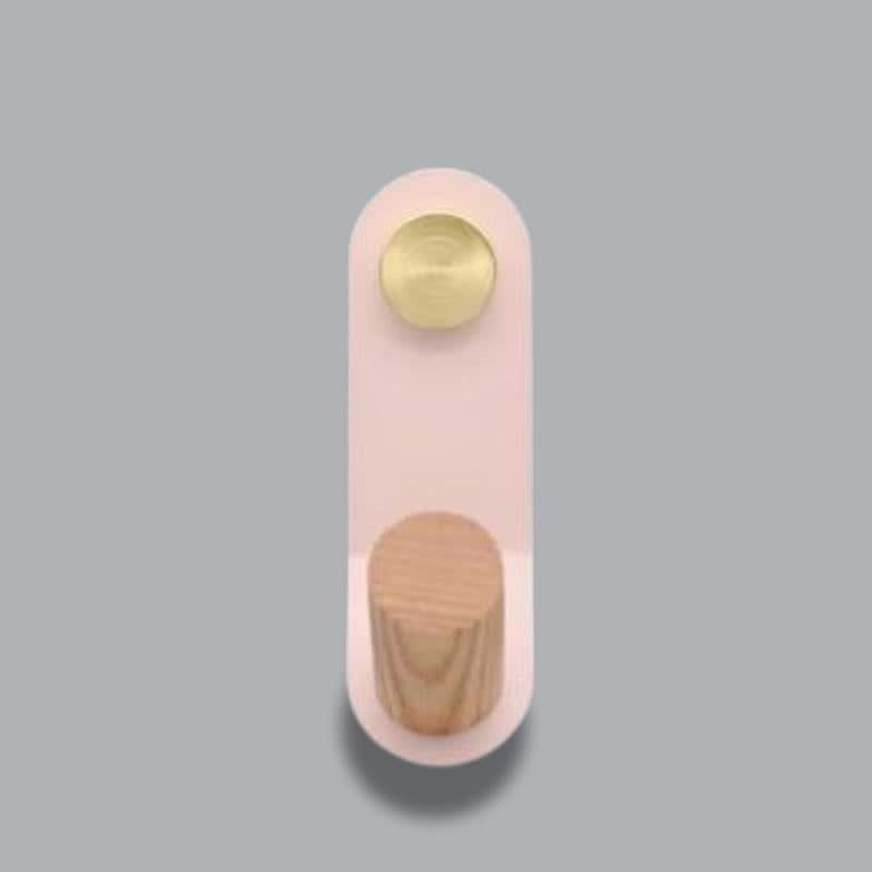 Scandinavian Pastel Wall Hook with Oak & Brass