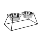Pyramid Double Diner - Minimalist Wrought Iron Stand, Elevated Dog Bowl Feeder ( 5" / 7" /  12" / 18" / 24")